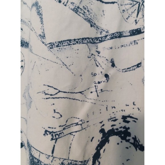 LINCS DC & Company Men's Blue White Silk Cotton Compass Button Front Shirt M - Picture 8 of 13